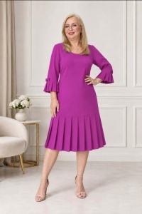 Rochie de zi eleganta fucsia R520 cu pliu