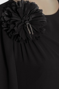 Rochie eleganta cu asimetrie din voal R 179 negru - Img 2