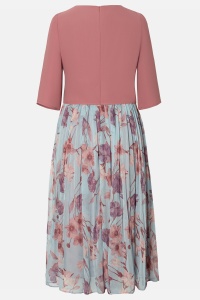 Rochie eleganta cu imprimeu floral R 16 roz prafuit - Img 3