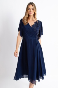 Rochie eleganta din voal bleumaren broderie