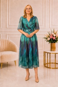 Rochie eleganta din voal R 239 turcoaz