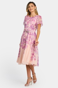 Rochie eleganta din voal vaporos R 068 roz