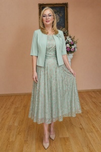 Compleu cu sacou si rochie 948 verde menta