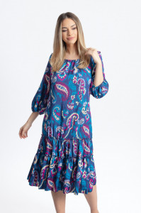 Rochie de zi albastra cu volane - Img 2