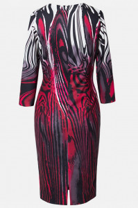 Rochie de zi imprimeu asimetric rosu - Img 2