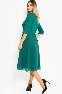 Rochie eleganta accesorizata cu peplum si insertie metalica in talie totcoaz - Img 3