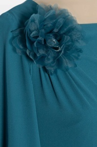 Rochie eleganta cu asimetrie din voal R 179 turcoaz - Img 2