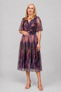 Rochie eleganta din voal R 239 mov multicolor