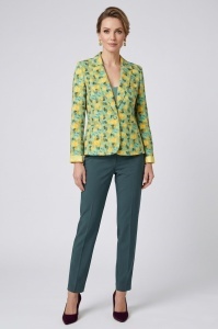 Sacou casual-office S 27 verde cu imprimeu
