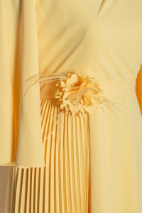 Rochie din voal cu pliseuri R 74 galben soleil marimi mari - Img 3
