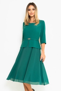 Rochie eleganta accesorizata cu peplum si insertie metalica in talie totcoaz - Img 4