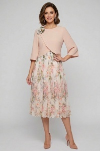 Rochie eleganta cu imprimeu floral R 16 roz