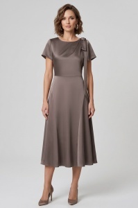 Rochie eleganta din tesatura satinata R 214 maro