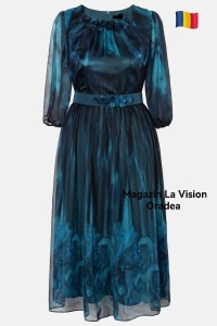 Rochie eleganta din voal fin R 867 turcoaz
