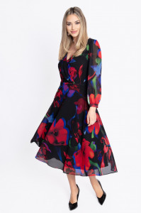 Rochie eleganta din voal multicolor