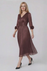 Rochie eleganta din voal R 73 maro