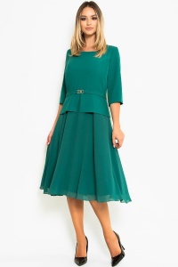 Rochie eleganta accesorizata cu peplum si insertie metalica in talie totcoaz - Img 5