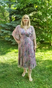 Rochie eleganta din matase naturala R 057 mov - Img 2
