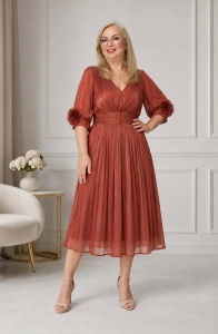 Rochie eleganta din voal R 173 caramiziu