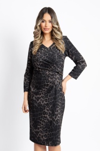 Rochie de zi cu imprimeu animal print negru - Img 1