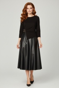 Rochie de zi cu piele ecologica R 52 negru