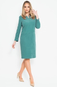 Rochie de zi turcuaz tip velur - Img 1