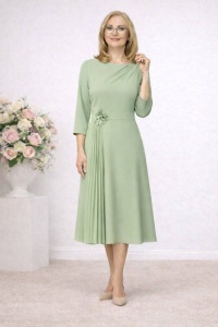 Rochie din voal cu pliseuri R 74 verde fistic