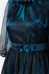 Rochie eleganta din voal fin R 867 turcoaz - Img 3