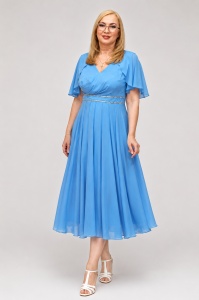 Rochie eleganta din voal R 025 baby blue marimi mari