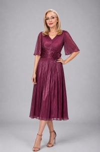 Rochie eleganta din voal R 223 visiniu marimi mari