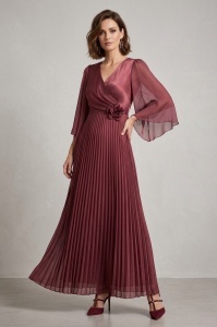 Rochie eleganta lunga din voal R 200 burgundy