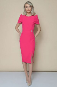 Rochie fuchsia cu maneci ample din falduri - Img 1