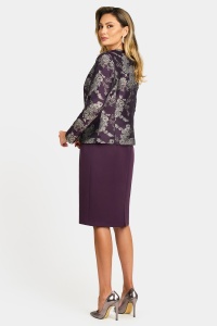 Costum elegant cu rochie 93din brocart mov - Img 3