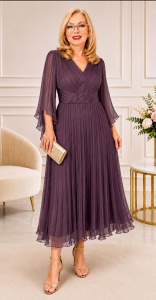 Rochie din matase naturala R 237 mov marimi mari