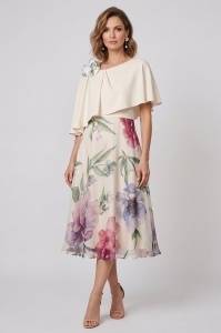 Rochie eleganta cu print floral R 21 ivoire