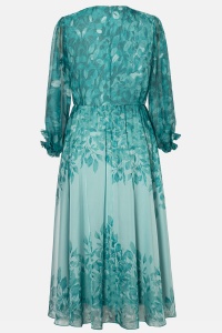 Rochie eleganta din voal floral R 89 turcoaz - Img 2
