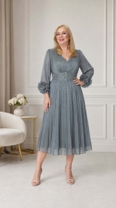 Rochie eleganta din voal R 173 gri cristal