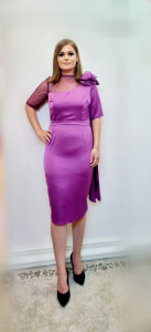 Rochie mov cu funda pe umar - Img 1