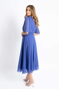 Rochie eleganta din voal cu lurex albastru turcuaz - Img 2