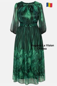 Rochie eleganta din voal fin R 867 verde