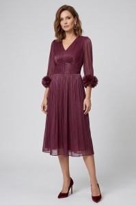 Rochie eleganta din voal R 73 roz zmeuriu