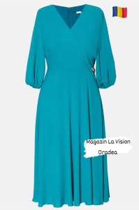 Rochie eleganta din voal turcoaz