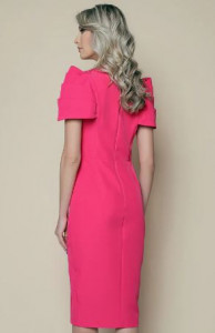 Rochie fuchsia cu maneci ample din falduri - Img 3