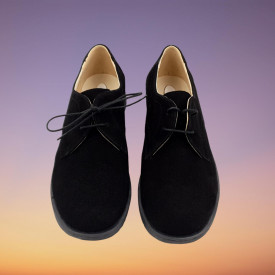 Pantofi clasic, SandAli, unisex, piele naturala intoarsa, negru velur