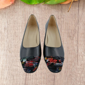 Pantofi dama eleganti, piele naturala box, toc gros, negru, picasso, Sandali