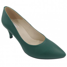 Pantofi dama, stiletto, piele naturala box, toc cui, verde, SANDALI
