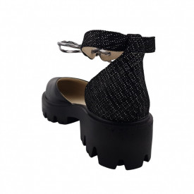 Pantofi sanda dama, SandAli, piele naturala, barete cu sireturi colorate, talpa usoara, crampoane, imprimeu cu puncte albe, negru