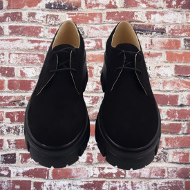 Pantofi oxford dama, piele naturala velur, talpa cu crampoane, negru, Sandali