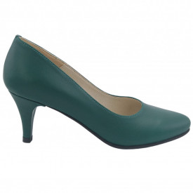 Pantofi dama eleganti, piele naturala box, toc cui, verde. SANDALI