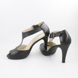 Sandale dama elegante, piele naturala, cu platforma, toc cui, negru, Sandali